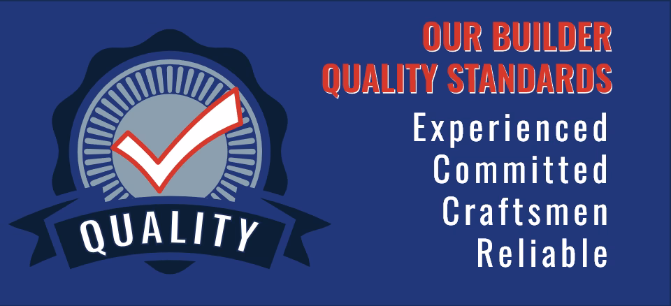 Build project management infographic – our builder quality seal and builder standards: experienced, committed, craftsmen and reliable – HomeExtensionsRUs