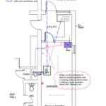 Top-down demolition floor plan highlighting the seven affected areas within the existing garage structure